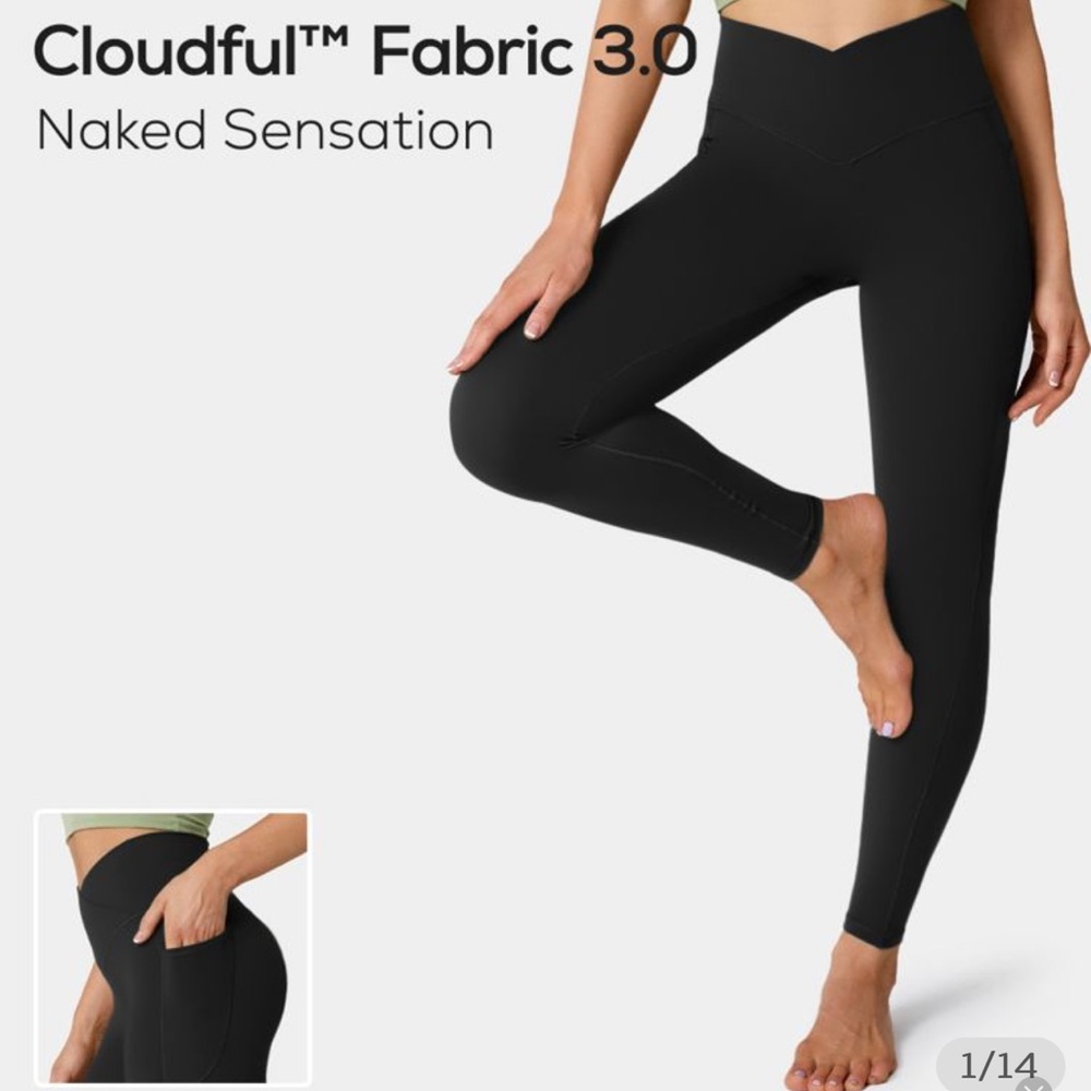 Halara NWT XL black yoga pant leggings with pocket